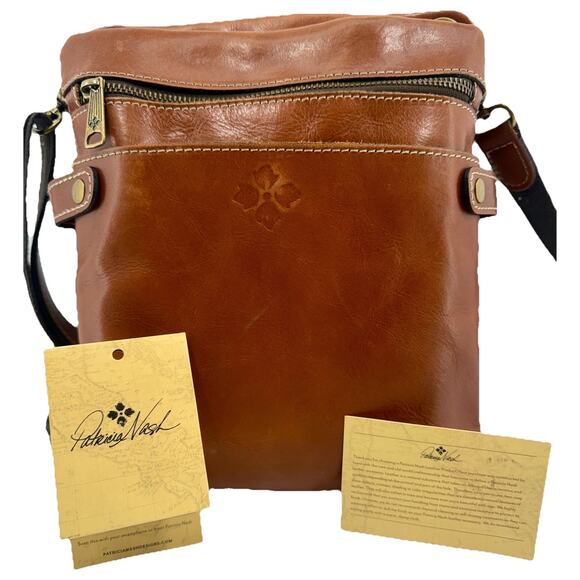 Patricia Nash Francesca Crossbody Bag Brown Leather Purse with Tags Multi Pocket - Picture 1 of 16